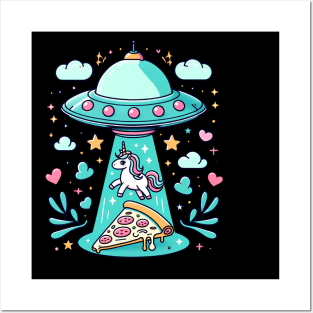 Funny Pizza Unicorn Ufo Posters and Art